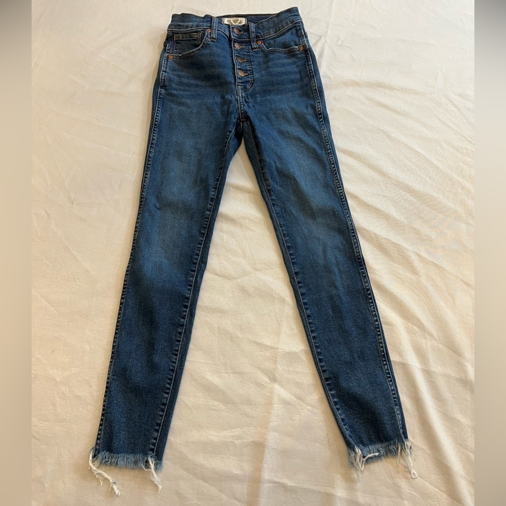 MADEWELL 10” High Rise Skinny Jeans, Button Fly, Size 25
